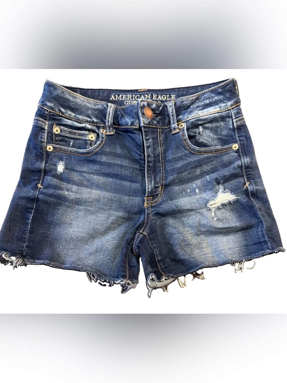 American Eagle Outfitters Distressed Denim Shorts Size 6 Dark Wash